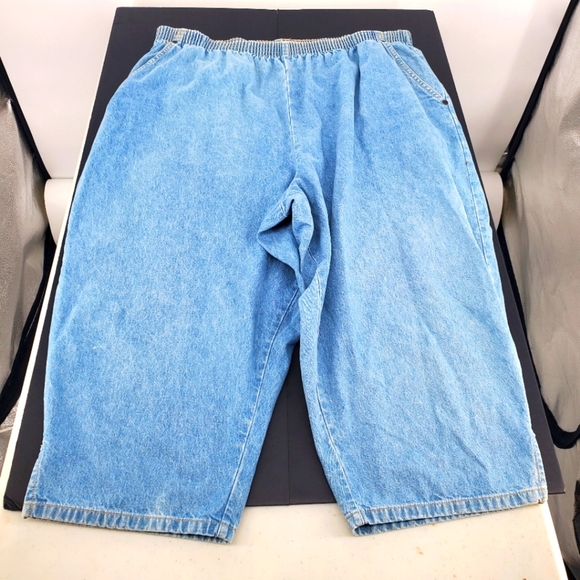 Vintage Lord Isaacs Denim Culotte Shorts 22W Elastic Waist Light Wash Plus Size - Picture 1 of 8